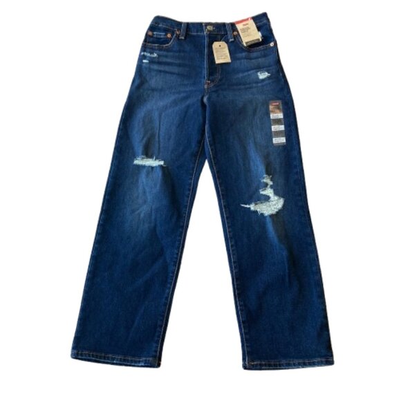 Levi's Ribcage Straight Ankle Jeans Button Fly Women's 26 Dark Indigo NWT - Picture 1 of 10